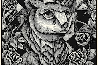 create stunning linocut or woodcut style illustrations