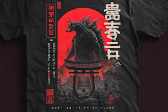 make a japanese t shirt illustration