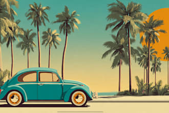 create retro vintage minimalist travel poster illustration