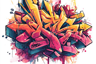 design a custom graffiti logo with an urban, street art vibe