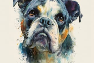 draw watercolor pet portrait