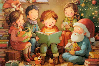 do children christmas book illustration children
