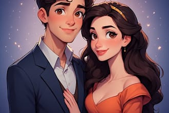 make cartoon disney couple portrait