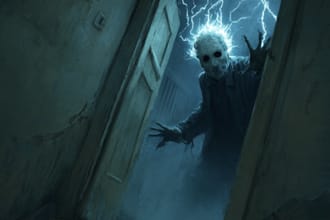 do a creepy and dark horror art illustration