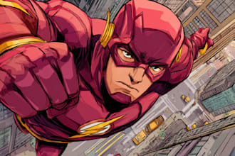do a illustrate a superhero art portrait