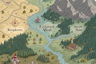 do fantasy map illustration