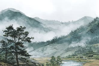 draw a watercolor landscape illustration