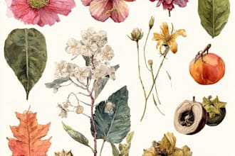 design elegant botanical watercolor cliparts featuring