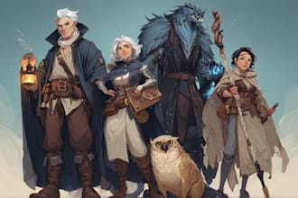 dnd party art or dnd character art