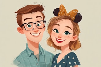 draw a personalized cartoon couple drawing