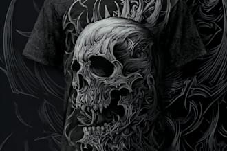draw dark art illustration for metal t shirt merchadise