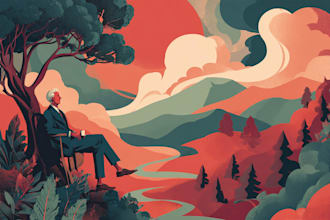 make art deco, vintage, retro, modern travel poster or landscape illustration