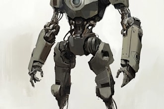 do anime style mecha robot illustrations