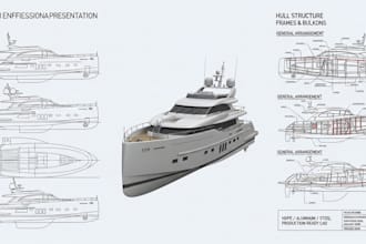 design modern yachts and boats with structural drawings hdpe, aluminum, steel