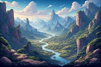 do stunning fantasy landscape, background illustration