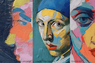 paint expressive colorful abstract portraits