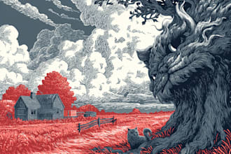 do linocut or woodcut illustrations