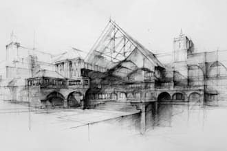 draw architectural sketch of buildings
