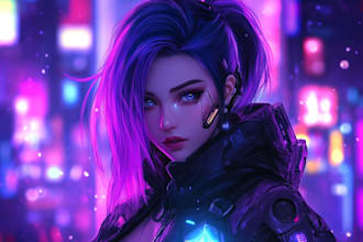 illustrate you as a cyberpunk style character