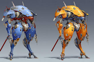 create transformer and concept art of futuristic mecha