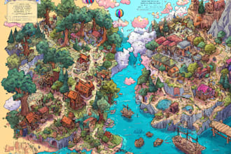 create city, event, tourist, and fantasy map illustration