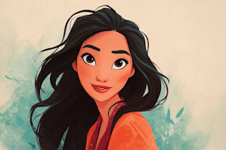 beautiful portrait in disney cartoon