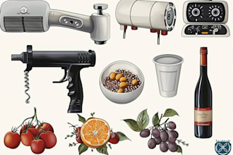 draw detailed line art of any product, food, sketch