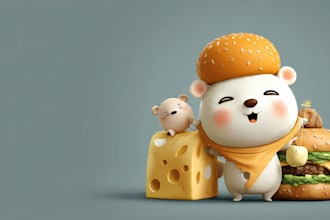create character, cute, animal, food and cartoon mascot vector