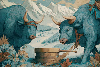 design modern linocut or woodcut style illustrations