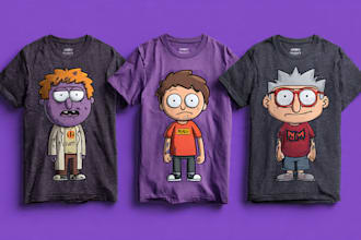 custom cartoon mascot illustrations tshirt design
