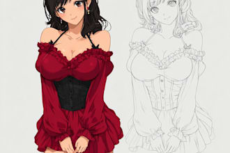 draw anime character full body illustration