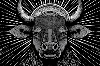 design bold handmade linocut or woodcut illustration