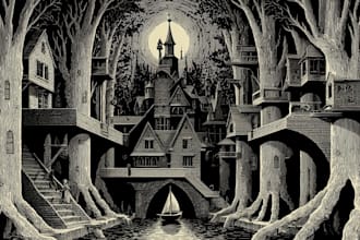 design custom linocut and woodcut style illustrations