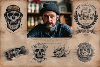 create vintage lettering and tattoo logo design
