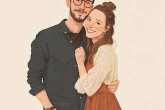 draw couple portrait illustration