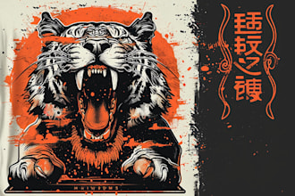 create animal linocut tshirt design for brands