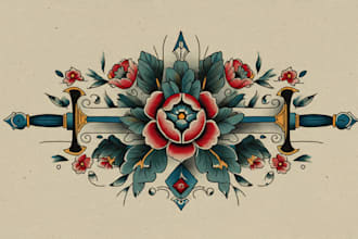 design custom old school traditional tattoo artwork