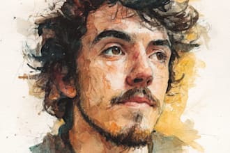 create a digital watercolor portrait or watercolor illustration for you