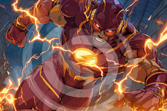 custom superhero  webcomic scenes digital illustration