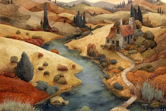 draw watercolor drawings of landscape designs or home gardens