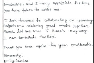 provide handwritten letter,notes and paragraphs