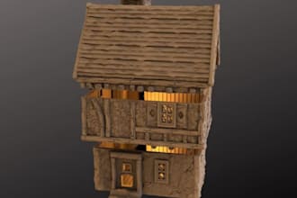 do 3d medieval houses terrain, 3d modular medieval castle, tabletop scenery, dnd