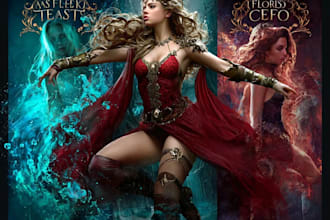 design cinematic motion fantasy romance book covers with epic action