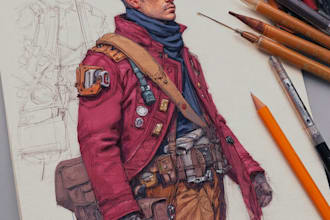 create a unique sci fi character or  character illsutration for you