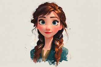make a cute disney style illustration for profile or gift