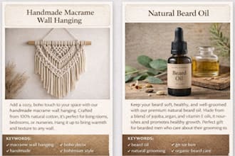 write SEO product descriptions for etsy and shopify