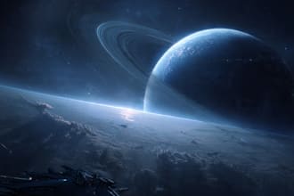 create high quality space art and futuristic space scenes