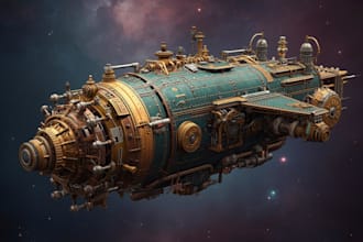 draw custom spaceship sci fi steampunk nft