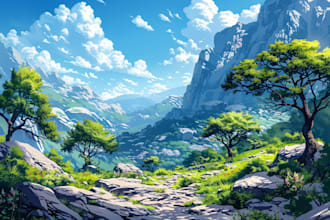 draw a realistic landscape or background illustration