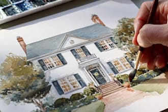 do an watercolor house portrait
